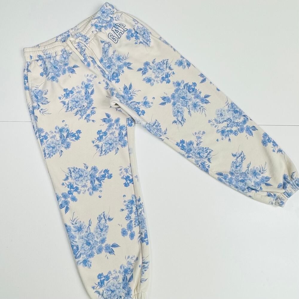 GAP High Rise Vintage Soft Jogger Blue Floral Print Size Large